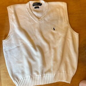 Polo by Ralph Lauren Cream V-Neck Cotton Sweater Vest